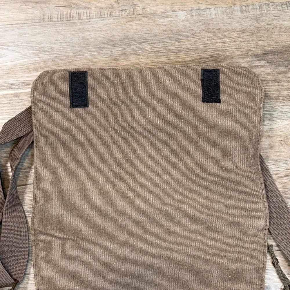Brown Coffee-Themed Cotton Canvas Messenger Bag w/CIC Patch